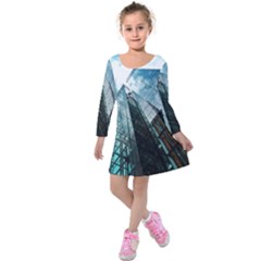 Architectural Design Architecture Building Business Kids  Long Sleeve Velvet Dress by Pakrebo