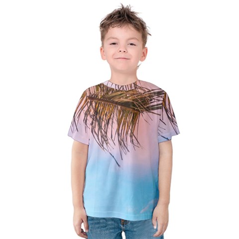 Two Green Palm Leaves On Low Angle Photo Kids  Cotton Tee by Pakrebo