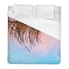 Two Green Palm Leaves On Low Angle Photo Duvet Cover (full/ Double Size) by Pakrebo