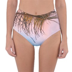 Two Green Palm Leaves On Low Angle Photo Reversible High-waist Bikini Bottoms by Pakrebo