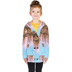 Two Green Palm Leaves On Low Angle Photo Kids  Double Breasted Button Coat by Pakrebo