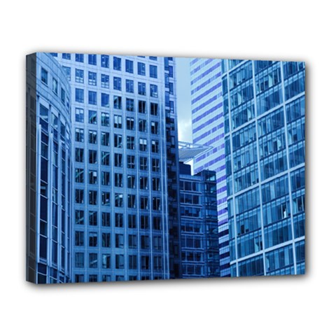 City Blue Building Construction Canvas 14  X 11  (stretched) by Pakrebo