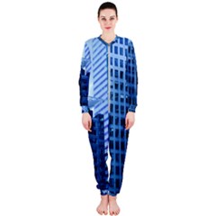 City Blue Building Construction Onepiece Jumpsuit (ladies)  by Pakrebo