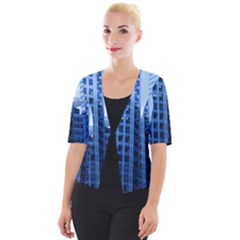 City Blue Building Construction Cropped Button Cardigan by Pakrebo