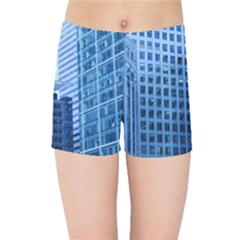 City Blue Building Construction Kids  Sports Shorts by Pakrebo