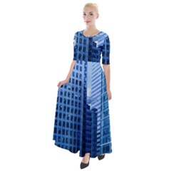 City Blue Building Construction Half Sleeves Maxi Dress