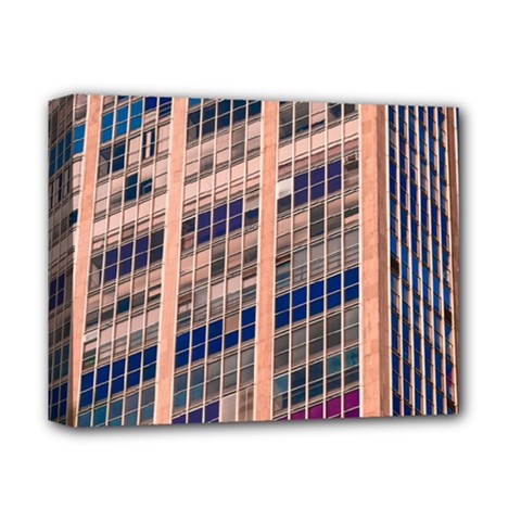 Low Angle Photography Of Beige And Blue Building Deluxe Canvas 14  X 11  (stretched) by Pakrebo