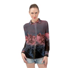 Snowy Summit Long Sleeve Chiffon Shirt