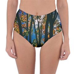 Silhouette Of Trees Reversible High-waist Bikini Bottoms by Pakrebo