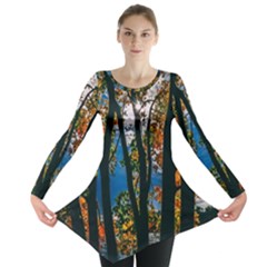 Silhouette Of Trees Long Sleeve Tunic  by Pakrebo