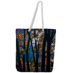 Silhouette Of Trees Full Print Rope Handle Tote (large) by Pakrebo