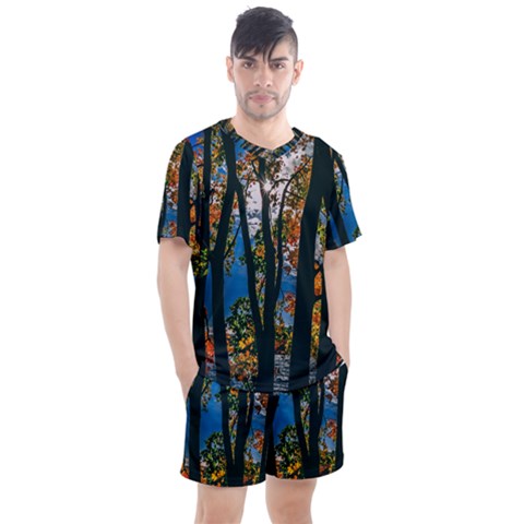 Silhouette Of Trees Men s Mesh Tee And Shorts Set by Pakrebo