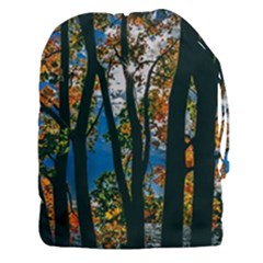 Silhouette Of Trees Drawstring Pouch (xxxl)