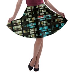 Architectural Design Architecture Building Cityscape A-line Skater Skirt by Pakrebo