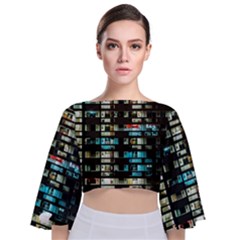 Architectural Design Architecture Building Cityscape Tie Back Butterfly Sleeve Chiffon Top by Pakrebo