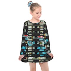 Architectural Design Architecture Building Cityscape Kids  Long Sleeve Dress by Pakrebo