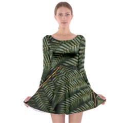 Green Leaves Photo Long Sleeve Skater Dress by Pakrebo