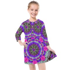 Floral To Be Happy Of In Soul Kids  Quarter Sleeve Shirt Dress by pepitasart