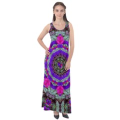 Floral To Be Happy Of In Soul Sleeveless Velour Maxi Dress