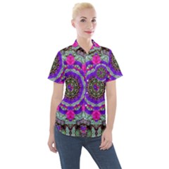 Floral To Be Happy Of In Soul Women s Short Sleeve Pocket Shirt