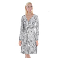 Nature Texture Print Long Sleeve Velvet Front Wrap Dress