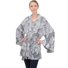 Nature Texture Print Velvet Kimono Robe by dflcprintsclothing