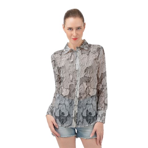 Nature Texture Print Long Sleeve Chiffon Shirt by dflcprintsclothing