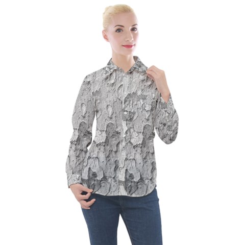 Nature Texture Print Women s Long Sleeve Pocket Shirt by dflcprintsclothing