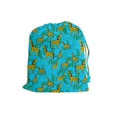 Cute Giraffes Pattern Drawstring Pouch (large) by bloomingvinedesign