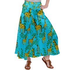 Cute Giraffes Pattern Satin Palazzo Pants