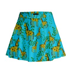 Cute Giraffes Pattern Mini Flare Skirt by bloomingvinedesign