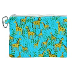 Cute Giraffes Pattern Canvas Cosmetic Bag (xl) by bloomingvinedesign