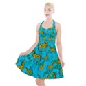 Cute Giraffes Pattern Halter Party Swing Dress  View1