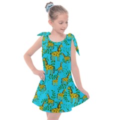 Cute Giraffes Pattern Kids  Tie Up Tunic Dress