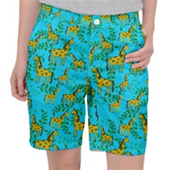 Cute Giraffes Pattern Pocket Shorts