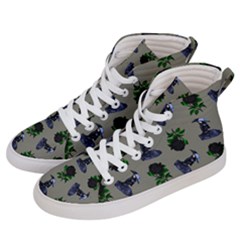 Gothic Girl Rose Grey Pattern Men s Hi-top Skate Sneakers by snowwhitegirl