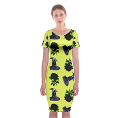 Gothic Girl Rose Yellow Pattern Classic Short Sleeve Midi Dress by snowwhitegirl