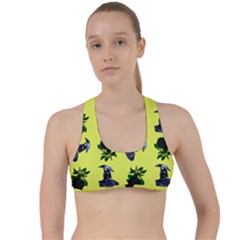 Gothic Girl Rose Yellow Pattern Criss Cross Racerback Sports Bra by snowwhitegirl