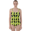 Gothic Girl Rose Yellow Pattern Twist Front Tankini Set View1