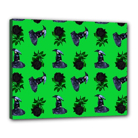 Gothic Girl Rose Green Pattern Canvas 20  X 16  (stretched) by snowwhitegirl