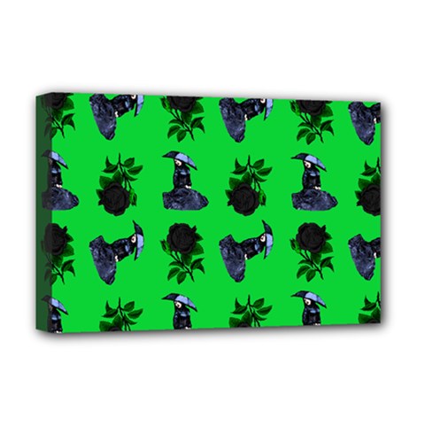 Gothic Girl Rose Green Pattern Deluxe Canvas 18  X 12  (stretched) by snowwhitegirl