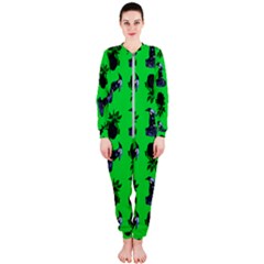 Gothic Girl Rose Green Pattern Onepiece Jumpsuit (ladies)  by snowwhitegirl