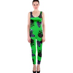 Gothic Girl Rose Green Pattern One Piece Catsuit by snowwhitegirl