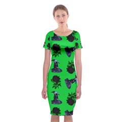 Gothic Girl Rose Green Pattern Classic Short Sleeve Midi Dress by snowwhitegirl