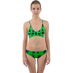 Gothic Girl Rose Green Pattern Wrap Around Bikini Set by snowwhitegirl