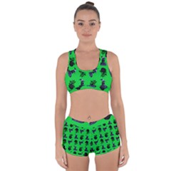 Gothic Girl Rose Green Pattern Racerback Boyleg Bikini Set by snowwhitegirl