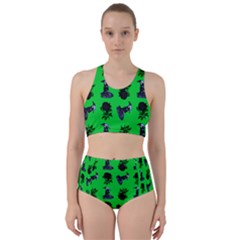 Gothic Girl Rose Green Pattern Racer Back Bikini Set by snowwhitegirl