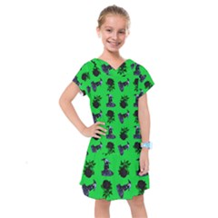 Gothic Girl Rose Green Pattern Kids  Drop Waist Dress by snowwhitegirl