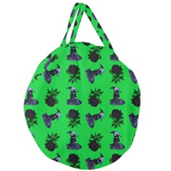 Gothic Girl Rose Green Pattern Giant Round Zipper Tote by snowwhitegirl