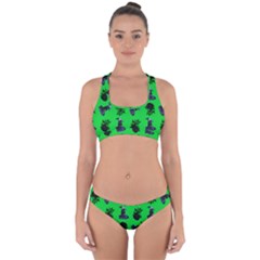 Gothic Girl Rose Green Pattern Cross Back Hipster Bikini Set by snowwhitegirl